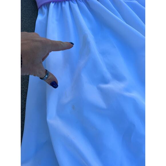 Vint. 80s Gone With The Wind Southern Belle Lace Ruffles White Purple Prom Dress - Picture 11 of 15